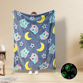 Glow in The Dark Radium Blanket for Kids Super Soft & Warm Glowing Blanket for Toddler All Seasons Baby Blanket Owl Theme (50 L x 37 H inch)