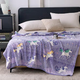 Glow in The Dark Radium Blanket for Kids Super Soft & Warm Glowing Blanket for Toddler All Seasons Baby Blanket Purple Unicorn Theme (50 L x 37 H inch)