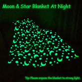 Glow in The Dark Radium Blanket for Kids Super Soft & Warm Glowing Blanket Stars And Moon Blue Pattern Theme (49 L x 59 H Inch )