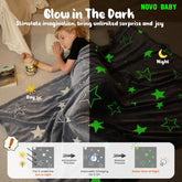Glow in The Dark Radium Blanket for Kids Super Soft & Warm Glowing Blanket for Toddler All Seasons Baby Blanket Stars Theme (50 L x 37 H inch)