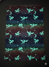 Glow in The Dark Radium Blanket for Kids Super Soft & Warm Glowing Blanket for Toddler All Seasons Baby Blanket Flying Pegasus Horses Theme (50 L x 37 H inch)