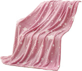 Glow in The Dark Radium Blanket for Kids Super Soft & Warm Glowing Blanket for Toddler All Seasons Baby Pink Blanket With Star Pattern Theme (50 L x 37 H inch)