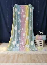 Glow in The Dark Radium Blanket for Kids Super Soft & Warm Glowing Blanket for Toddler All Seasons Baby Star and Moon Pattern Theme (50 L x 37 H inch)