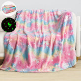 Glow in The Dark Radium Blanket for Kids Super Soft & Warm Glowing Blanket Multicolor Unicorn Pattern Theme (49 L x 59 H )