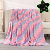 Glow in The Dark Radium Blanket for Kids Super Soft & Warm Glowing Blanket Multicolor Stars Pattern Theme (49 L x 59 H )
