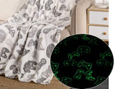 Glow in The Dark Radium Blanket for Kids Super Soft & Warm Glowing Blanket Game Controller Pattern Theme (49 L x 59 H )