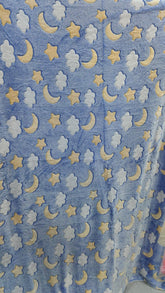 Glow in The Dark Radium Blanket for Kids Super Soft & Warm Star and Moon Pattern Theme (59 L x 70 H Inch )