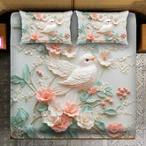 7D Bird Floral Design Bedcover And 2 Pillow Covers (90 X 100 Inch) - EKBB0081