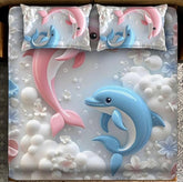 7D Dolphin Design Bedcover And 2 Pillow Covers (90 X 100 Inch) - EKBB0082