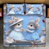 7D Bunny Blossom Design Bedcover And 2 Pillow Covers (90 X 100 Inch) - EKBB0083