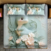 7D Dino Dream Design Bedcover And 2 Pillow Covers (90 X 100 Inch) - EKBB0084