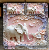 7D Elephant Design Bedcover And 2 Pillow Covers (90 X 100 Inch) - EKBB0085