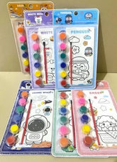 6Pc Water Color With Brush 1Pc Random Design Will Be Shipped - EKC2190