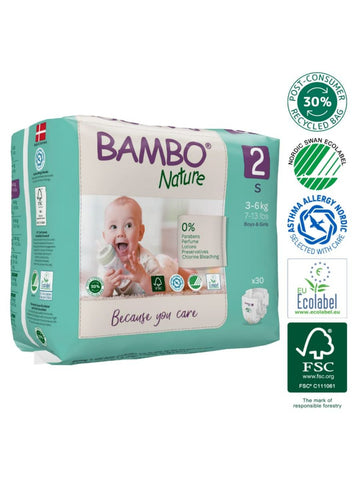 Bamboo Nature Diaper For Boys And Girls Pack Of 30 Size - S - EKJB0003