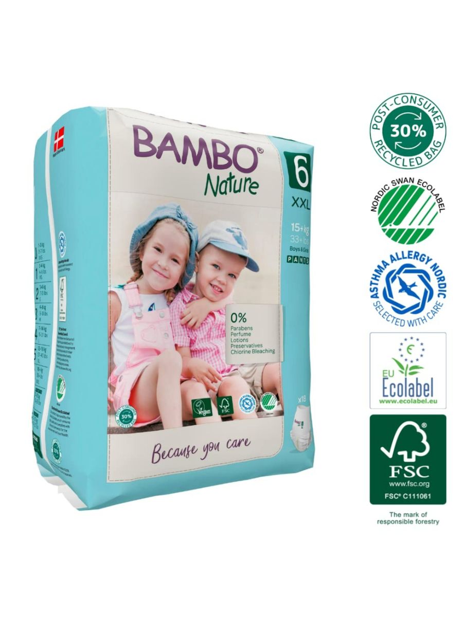 Bamboo Nature Pant Type  Diaper For Boys And Girls Pack Of 18 Size - Xxl - EKJB0007