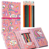 30 Pages Colouring Book Set With 8 Colour Pencils And 10 Scratch Reveal Pages - EKSS0197