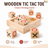 Wooden Tic-Tac-Toe Game | Compact Strategy & Travel-Friendly XO Game