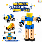 Wooden Robot Transformer - 2-in-1 Action Figure & Vehicle (Random Color Shipped)