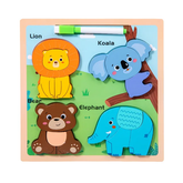 16 Pcs Wild Animals Puzzle With Name And Writing Board - EKT3180