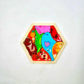 Wooden Hexagon Shape Wild Animals Stacking Puzzle - EKT3224