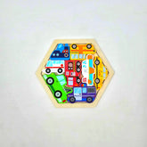 Wooden Hexagon Shape Transport Stacking Puzzle - EKT3227