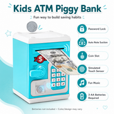 ATM Money Bank - Blue | Learn to Save with Finger-print Enabled Piggy Bank