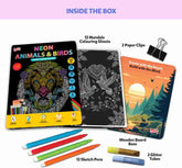 Neon Animals & Birds Junior Colouring Kit | Mandala Sheets - EKT3745