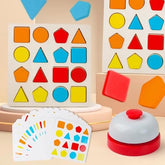 Wooden Sorting Puzzle Board Game With Cards And Bell - EKT3985