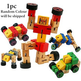 Wooden Robot Transformer - 2-in-1 Action Figure & Vehicle (Random Color Shipped)