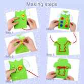 Extrokids Wooden Threading Clothes Funny Button Threading Board Rope Game Early Education Toy for Child - EKT1250