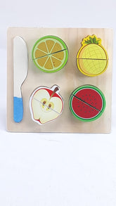 Wooden Fruit Cutting Set Toy | Realistic Sliceable Fruits with Velcro | Cooking Play House Set | Educational Toys Kids 3 + Years PINE APPLE2 - EKT1301