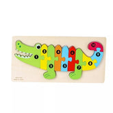 Extrokids Wooden Cartoon Puzzle board with number Hint - Crocodile For Baby Memory Exercise Toy - EKT1400