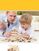 Puzzle Stacking Game Tumbling Tower Numbered Wooden Jenga Blocks with 4 Dices (22.5 x 6.7 x 6.7 cm, 51 Pi - EKT1454