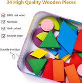 Extrokids Wooden Pattern Blocks Shapes Jigsaw Puzzle - EKT1501