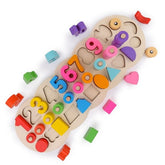 Extrokids Wooden Logarithmic Plate Practical Caterpillar Digital with Geometric Model Toys - EKT1526