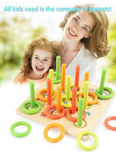Extrokids Wooden Loop Ring Toys Stacking Games Toy For Training Aid for Babies - EKT1532
