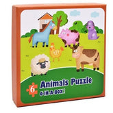 Extrokids Wooden Farm Animal Puzzle 6 In A Box! - EKT1564