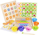Wooden beaded memory game 2 in 1 Montessori Educational Toy, Children Clip Beads Memory Game - EKT1575