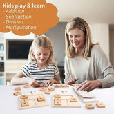 Extrokids Wooden count Number Blocks Math Flash Cards for Addition,Subtraction,Division,Multiplication Toy - EKT1576