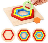 Extrokids Wooden Rainbow 5 Color Board Hexagonal Puzzle - EKT1616