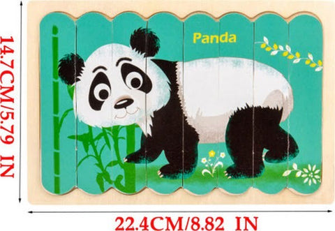 Extrokids Wooden Double Sided 8PC Stick Puzzle Panda With Wapiti - EKT1659