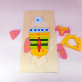 Extrokids Wooden Puzzle Board Toy Rocket - EKT1648