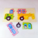 Extrokids Wooden Puzzle Board Toy School Bus - EKT1650