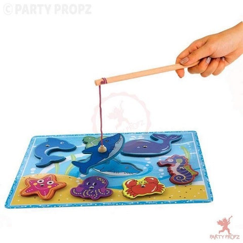 Extrokids Wooden Sea Animal Magnetic Fishing Game Toy for Learning - EKT1652