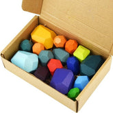 Extrokids Wooden Rainbow Colour Stacking With Buliding Stones - EKT1717