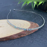 Silver Head Band With Whitestone Of Highlight Pink Green Stone 1pc - EKAS0053
