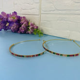 Gold Head Band With Multicolor Stone 1pc - EKAS0055