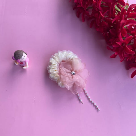 Hair Band Flower With Hagging Peach Color 1pc - EKAS0093