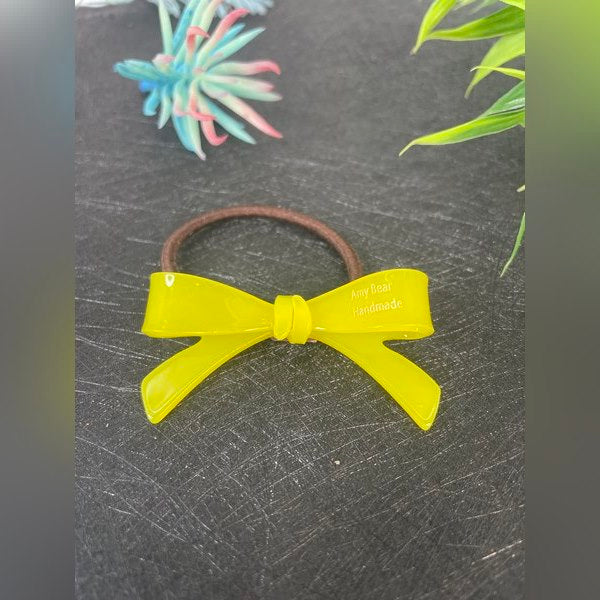 Bow Hair Band And Rubber Band 1pc Yellow - EKAS0123 - 3
