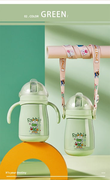 Children Watter Bottle With Handle Green - EKSS0007